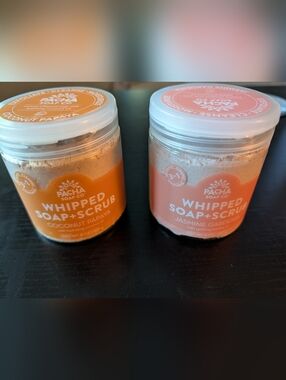 New Lot Of 2 Pacha Whipped Soap + Scrub - Coconut Papaya And Jasmine Gardenia